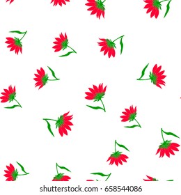 Seamless pattern with red flowers. Floral decorative background. Vector illustration.