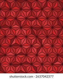 Seamless pattern with red flowers, Japanese background, geometric abstract design
