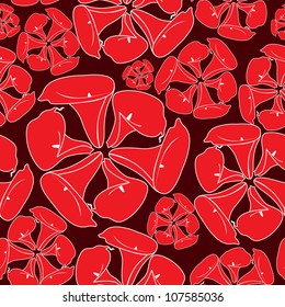 seamless pattern with red flowers on purple background