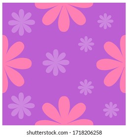 Seamless pattern of red flowers on purple background.Hand drawn small scale floral vector seamless pattern.