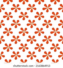 Patrón sin foco con flores rojas sobre fondo blanco. Para la decoración, papel pintado envuelve libros de papel con telas y manteles. Con espacio de copia.