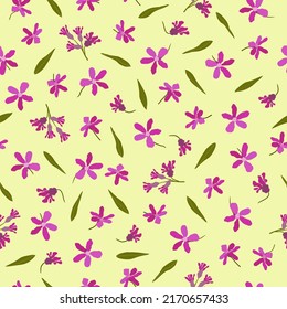 Seamless Pattern with Red Flowers on a Yellow Background