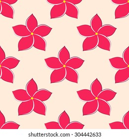 seamless pattern, red flowers on a pink background