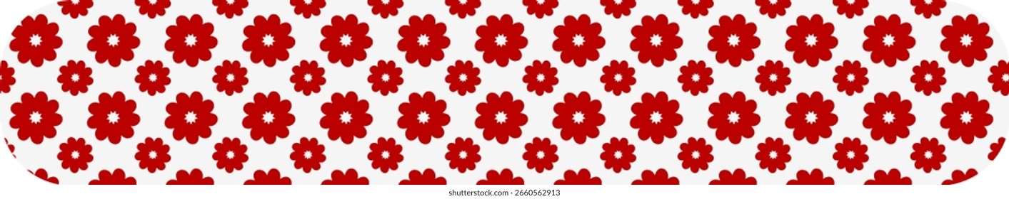 seamless pattern with red flowers shape. cute tape with flower pattern