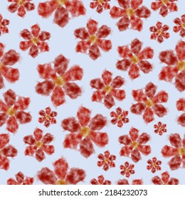 Seamless pattern of red flowers in watercolor style, for backdrop, wallpaper, textile, or gift wrapper