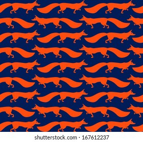 Seamless pattern with red foxes