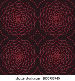 Patrón sin brillo de formas geométricas rojas en un fondo oscuro.