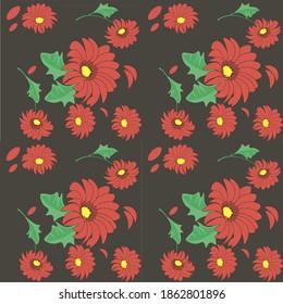 seamless pattern with red gerbera flower