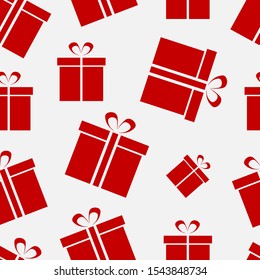 Seamless pattern with red giftboxes, fabric print, wrapping paper