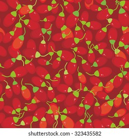 seamless pattern red goji berry Fresh juicy berries on red background. Vector