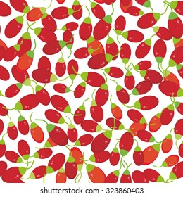 seamless pattern red goji berry Fresh juicy berries isolated on white background. Vector