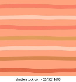 Seamless pattern with red, gold and beige stripes on coral background. Grid digital background for kids fabric, textile and scrapbook paper.