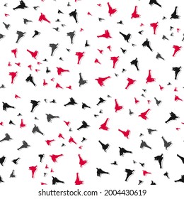 Seamless Pattern of red, gray, black of Cats on white Background. Vector illustration. Animal silhouette. Wallpaper and fabric design and decor.
