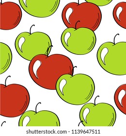 
Seamless pattern with red and green apples