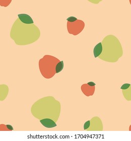Seamless pattern of red and green apples. Flat vintage vector illustration