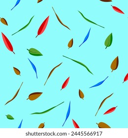 patrón sin fisuras con hojas marrones rojas y azules en el fondo azul para el patrón de tela, azulejos del piso, Fondo de pantalla, cortina, patrón de azulejos, diseño de decoración del hogar, cocina