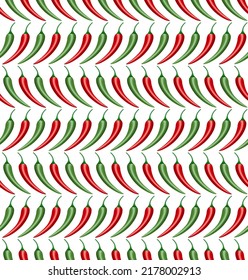 Seamless pattern of red and green chili peppers