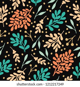 Seamless pattern with red and green plants . Holiday background. Winter time.