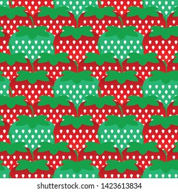 Seamless pattern with red and green strawberries 