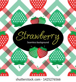 Seamless pattern with red and green strawberries. Beautiful card, greeting card, invitation 