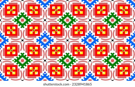 seamless pattern in red, green, yellow and blue