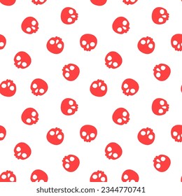 Seamless pattern with red halloween skull