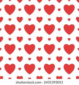 Seamless pattern red hand-drawn of hearts, free-form hearts illustrations regular seamless pattern, Love symbol, love symbol red silhouette heart vector.