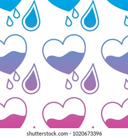 seamless pattern red heart blood drops healthcare