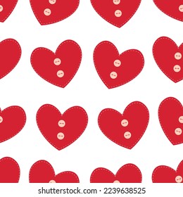 Seamless pattern red heart with buttons vector illustration