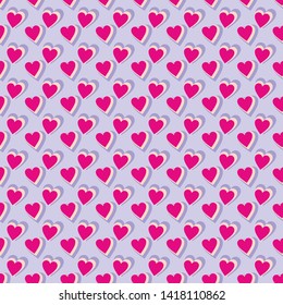 Seamless pattern of red heart figures on a lilac background for fabrics, wallpapers, tablecloths, prints and designs.The EPS file (vector) has a pattern that will smoothly fill any shape.