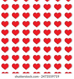 Seamless pattern with red heart.Love symbol repeat pattern isolated on white background.Valentine graphic vector wallpaper.
