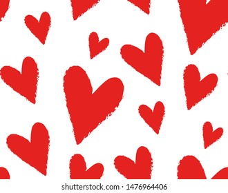 Seamless pattern with red hearts 