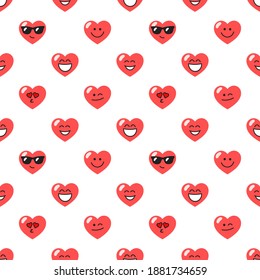 Seamless pattern with red hearts