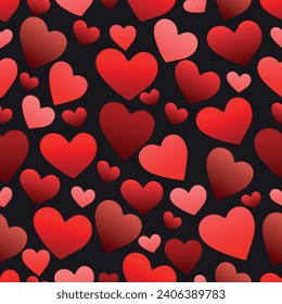 Seamless pattern with red hearts