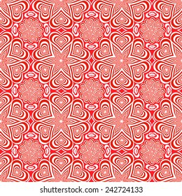 Seamless pattern of red hearts