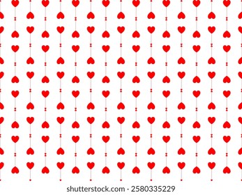 Seamless pattern with red hearts and arrows on white. Vector background for textile wrapping paper fashion illustration.