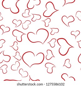 Seamless pattern of red hearts. Background Valentine's day