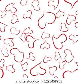 Seamless pattern of red hearts. Background Valentine's day