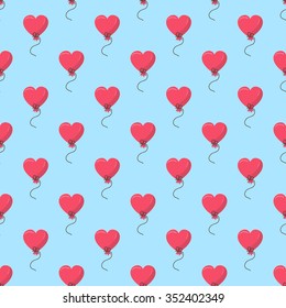 Seamless pattern of red hearts balloons. Perfect for decoration postcards, brochures, textiles or paper packaging.Seamless pattern With Hearts