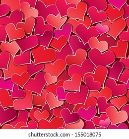 Seamless pattern with Red hearts confetti. Valentine's day or Wedding background.