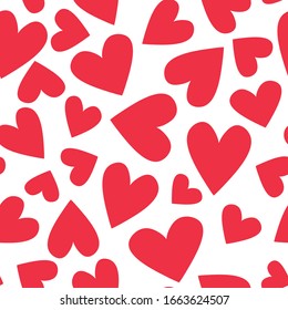 Seamless pattern with red hearts for decoration, print, textile, fabric, stationery