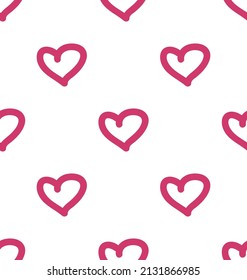 Seamless pattern with red hearts and the inscription love you. Decorative elements backdrop textile, fabric, wrapping paper, wallpaper, card