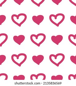 Seamless pattern with red hearts and the inscription love you. Decorative elements backdrop textile, fabric, wrapping paper, wallpaper, card