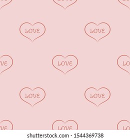 The seamless pattern with red hearts is on the pink background.