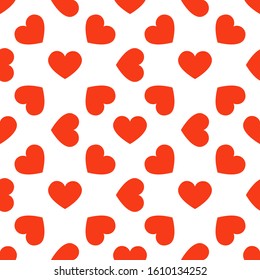 seamless pattern of red hearts on a white background