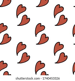 Seamless pattern with red hearts on white background. Vector image. 
