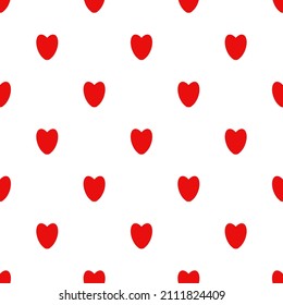 Patrón sin foco con corazones rojos sobre fondo blanco.