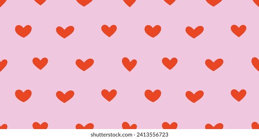 Patrón sin foco con corazones rojos. corazones rojos con fondo rosado. 