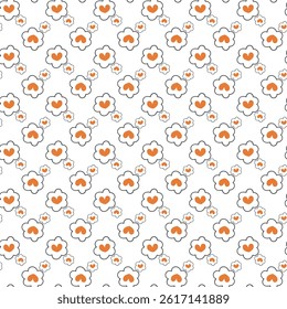 Seamless Pattern of Red Hearts on a White Background 