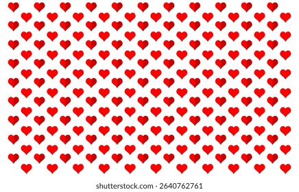 Seamless pattern with red hearts on white background. Cute vector pattern